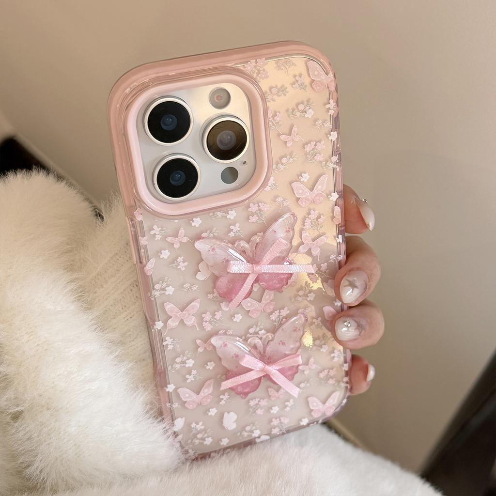 Beautiful Floral Butterfly for IPhone 17 for Apple 15 Promax Phone Case 16 Small Fresh 13 Three-dimensional 11 Soft