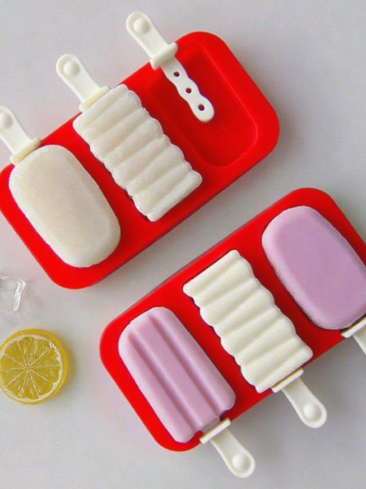 3 Stück Silikon Eis am Stiel Form BPA-frei Eis am Stiel Maker Stapelbare Eisformen mit Deckel für selbstgemachtes Eis