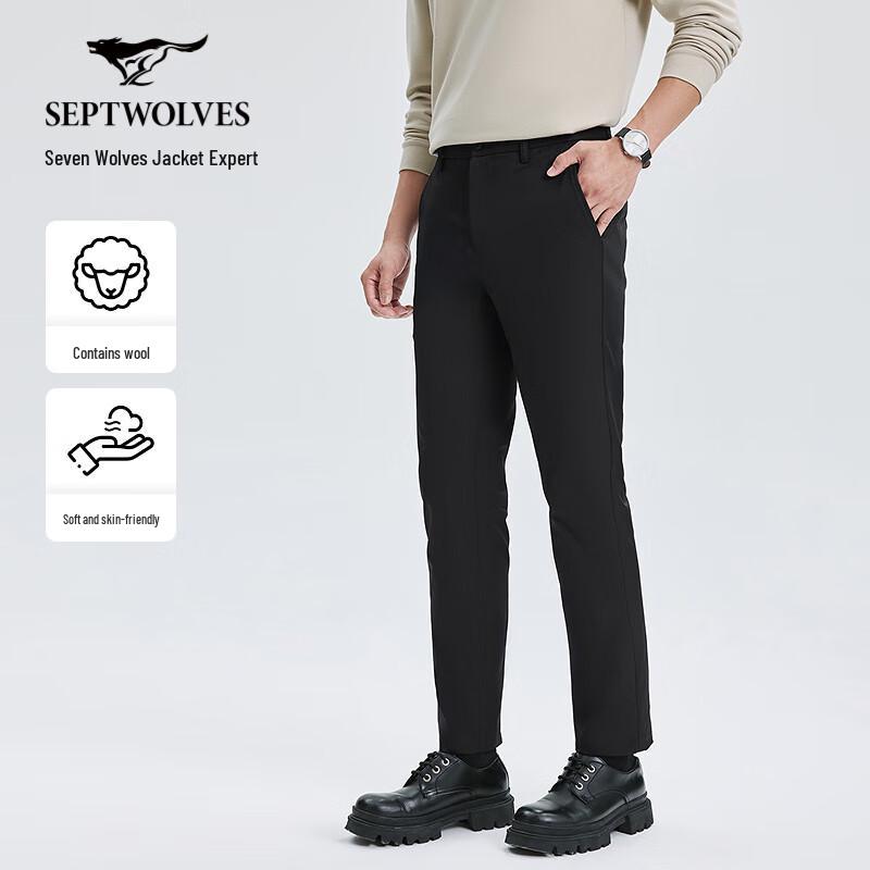 SEPTWOLVES Men's Winter Business Casual Straight-Leg Pants