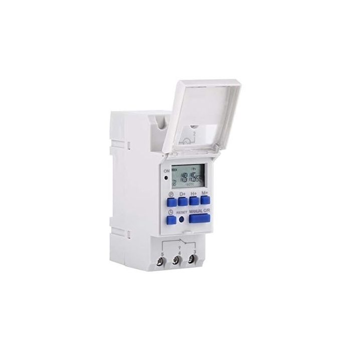 Minuteur numérique programmable - AIMOONSA - Modèle DIN - 16 réglages ON/OFF - Écran LCD - Batterie rechargeable