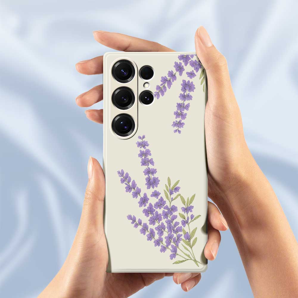 For Samsung Galaxy S25 Ultra Case Lavender Pattern Printing Straight Edge TPU Phone Back Cover