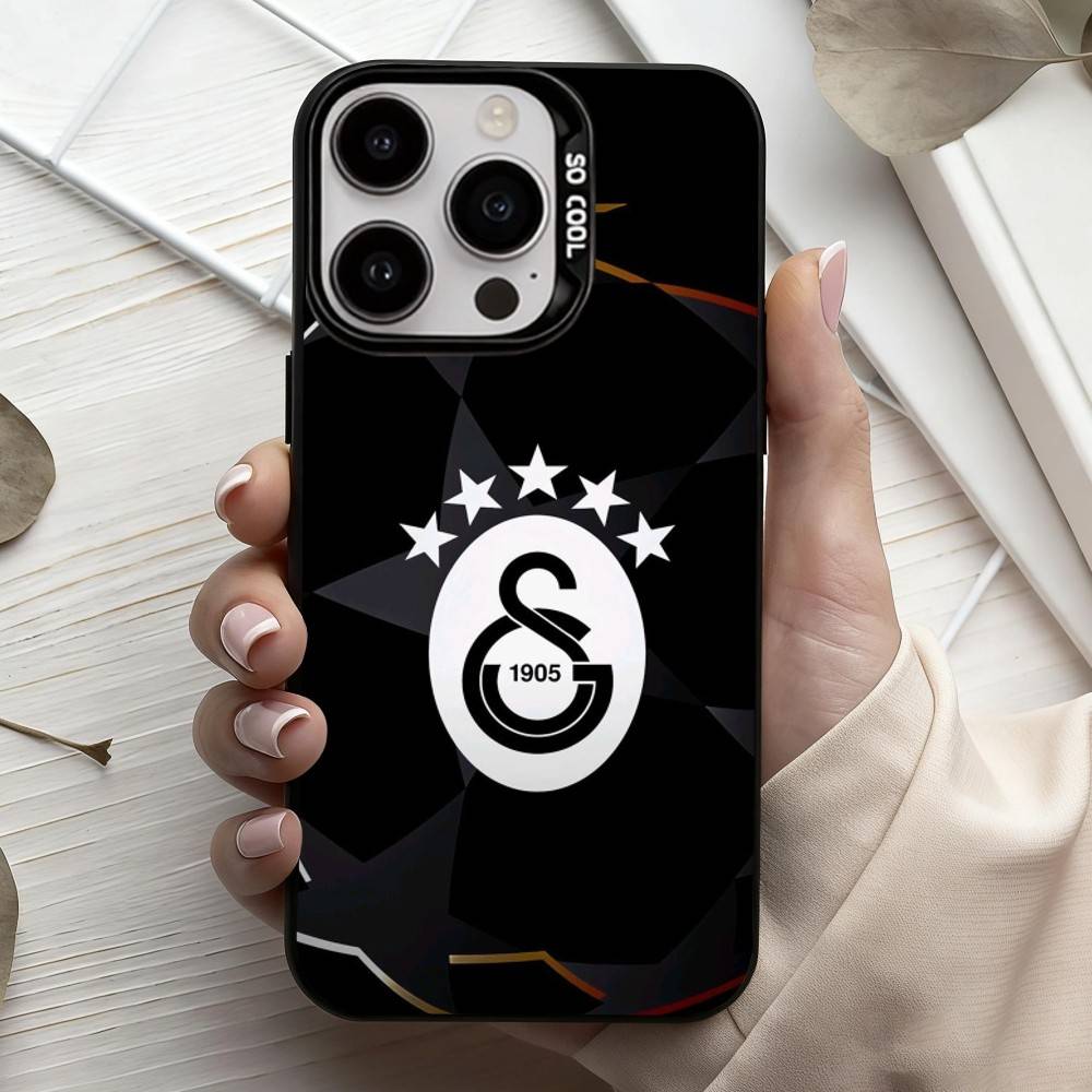 G-Galatasaray-y S-SK motif-n 1905 Étui pour téléphone pour iPhone17,16,15,14,13,12,11 Plus,Pro Max Noir Bonbon Argenté Recouvert