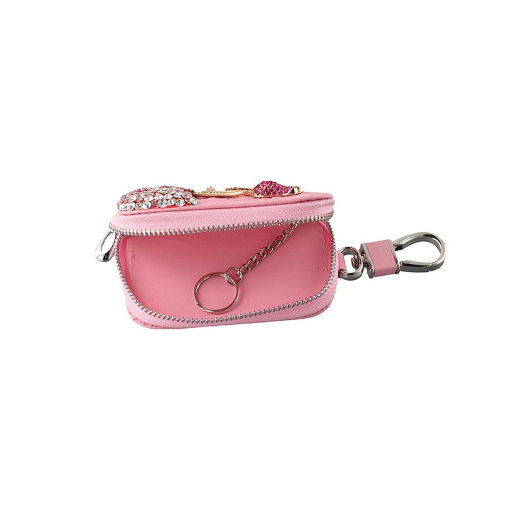 Flower Flower Remote Key Bag Leather Crystal  Keychains Key Cover  Car Accessories