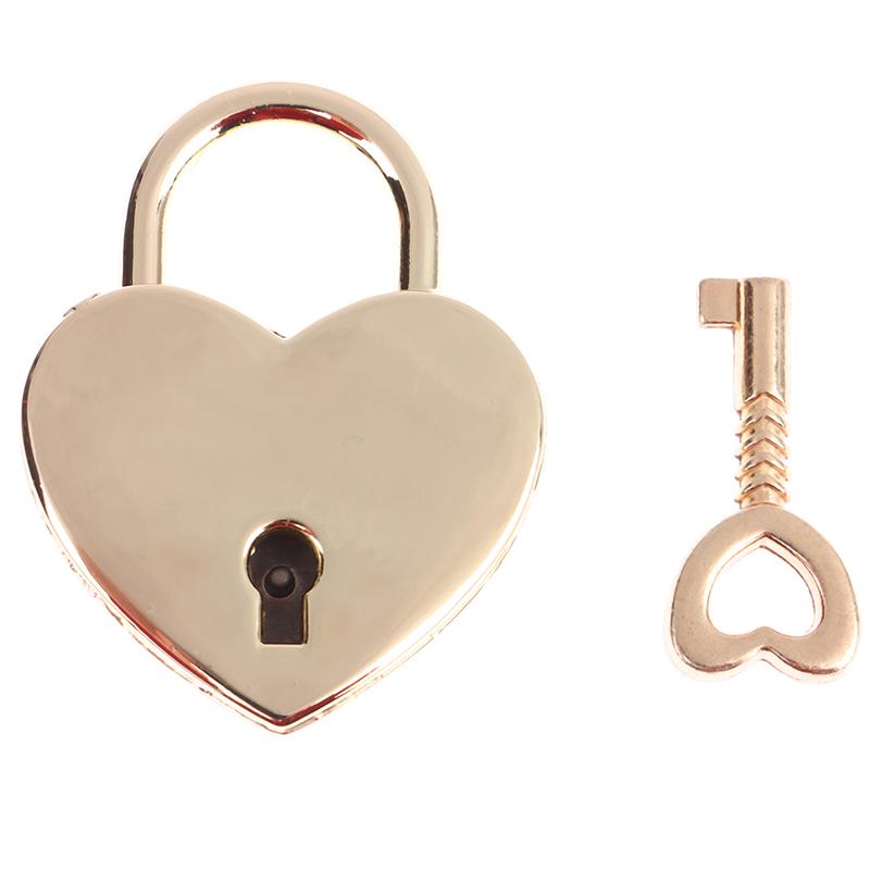 Cadenas Mini en Métal Vintage en Forme de Cœur pour Sac Valise Boîte à Bagages Serrure à Clé Avec Clé