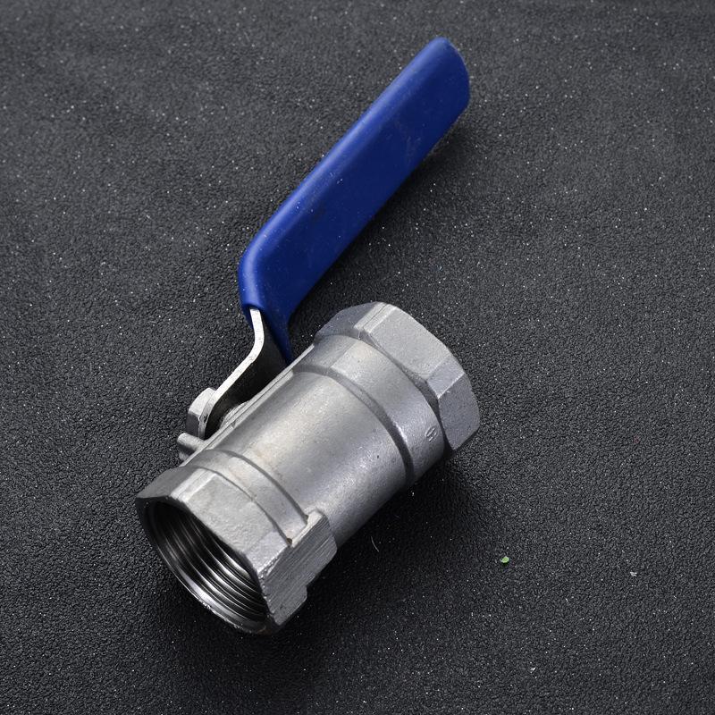 Edelstahl-Kugelhahn, einteilig, Innengewinde, Schaltergrößen: 1/2", 3/4", 1" (DN15, DN20, DN25).