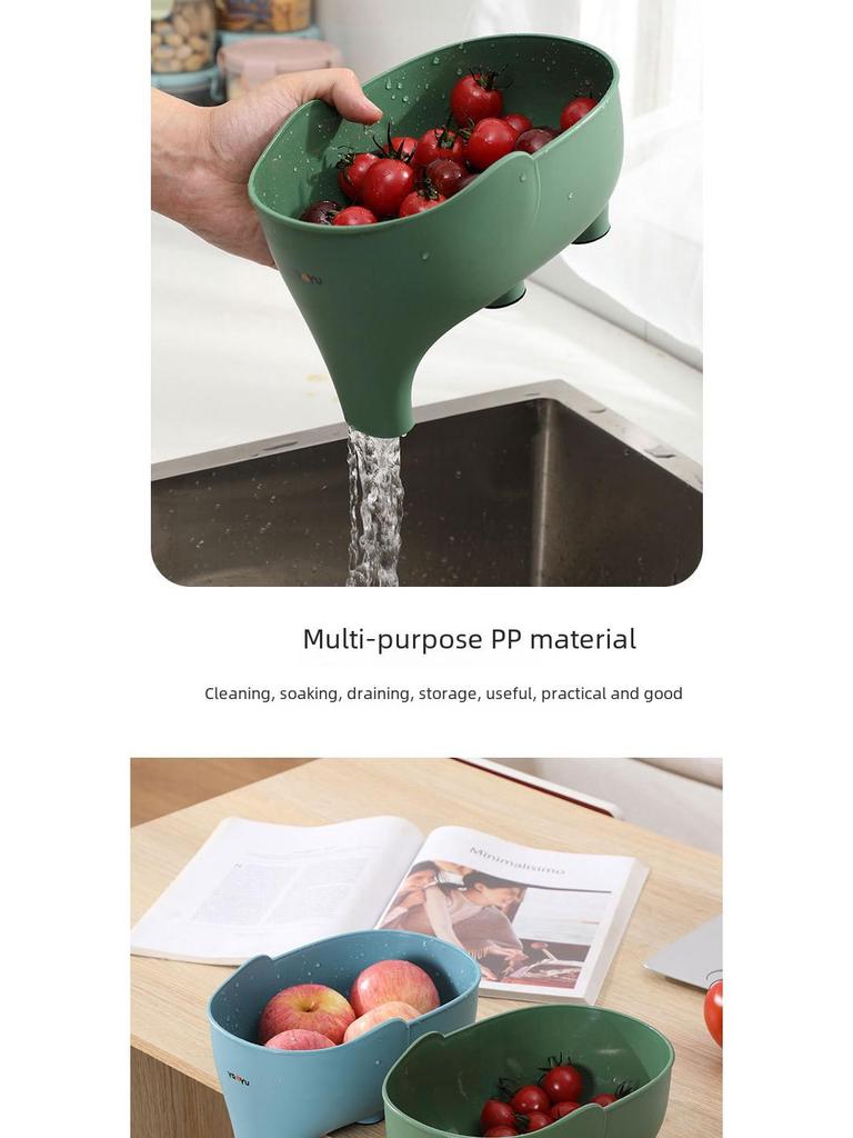 Elephant Multi-Purpose Kitchen Storage Basket - Perfect for Draining, Washing, and Storing Fruits and Vegetables.