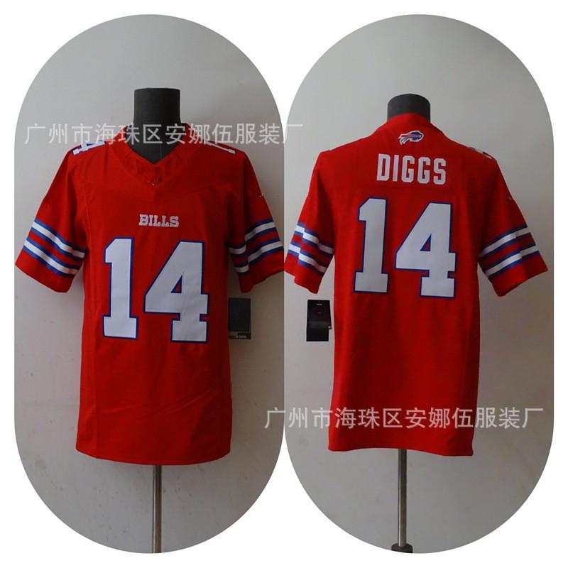 Mens Rugby Jersey T-Shirt With Embroidered Team Player Numbers 14 DIGGS 17 ALLEN Buffalo Bills Fans