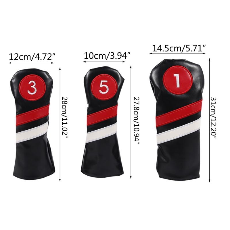 3Pcs Driver/Fairway Wood/Hybrid Club Head Cover Set Leather Golf-Club Headcovers Portable Golf Accessories for Women Men