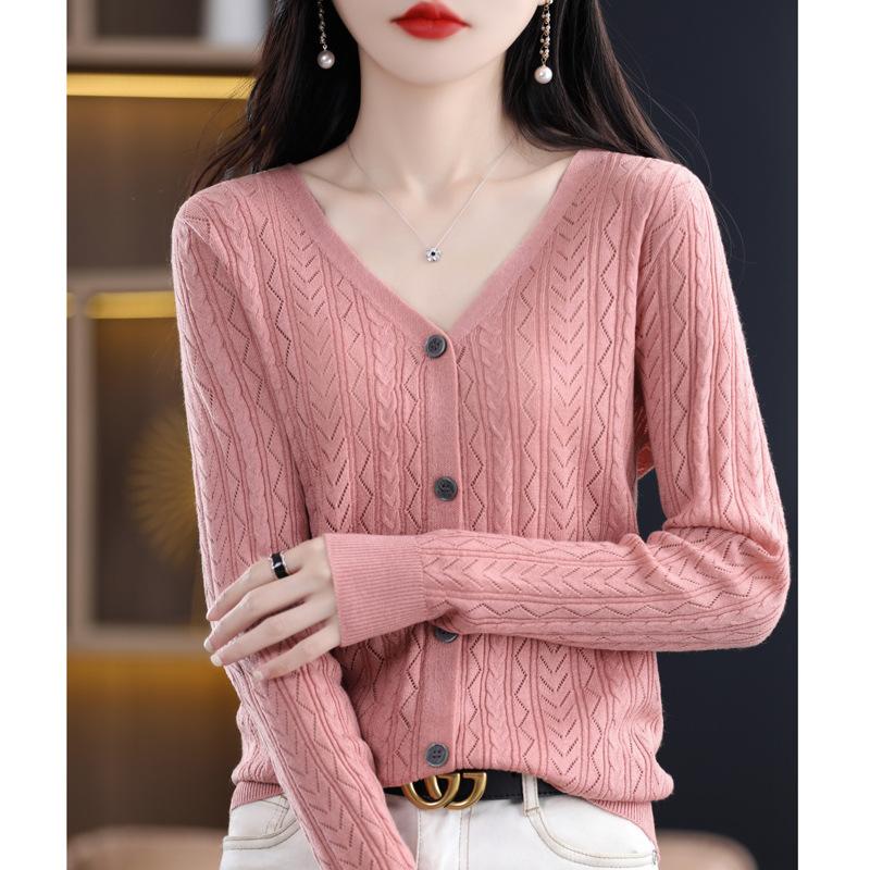 V-hals Uitgesneden Gekamde Wol Vest voor Dames In Lente en Herfst Nieuwe Stijl Airconditioning Shirt Gebreide Jas Dunne Top