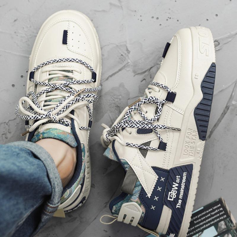 Men Sneakers 2025 Spring Korean Casual Trend Board Shoes Comfortable Lace Up Running Shoes Luxury Walking Shoes Tenis Masculino