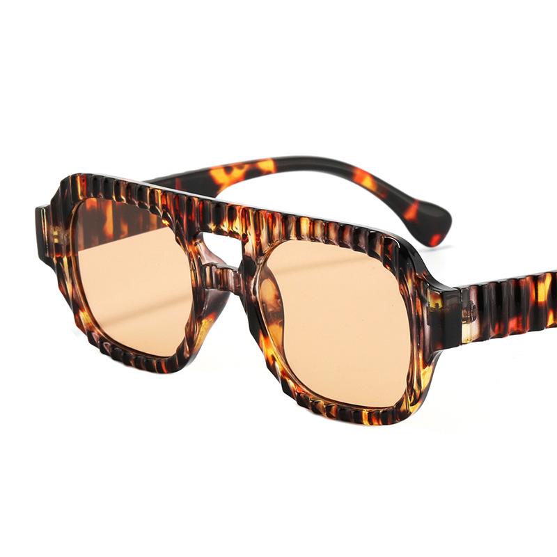 New Retro Double Beam Gradient Rectangular Women Sunglasses Brand Leopard Irregular Frame Design Men High Quality Glasses Uv400