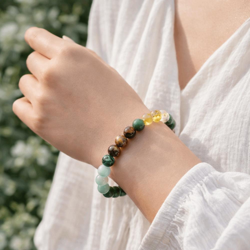 Lucky Vintage Stone Beads Bracelet Bangles Wrist Chain Attract Wealth Bracelets Bohemian Elastic Crystal Bracelet Women Men
