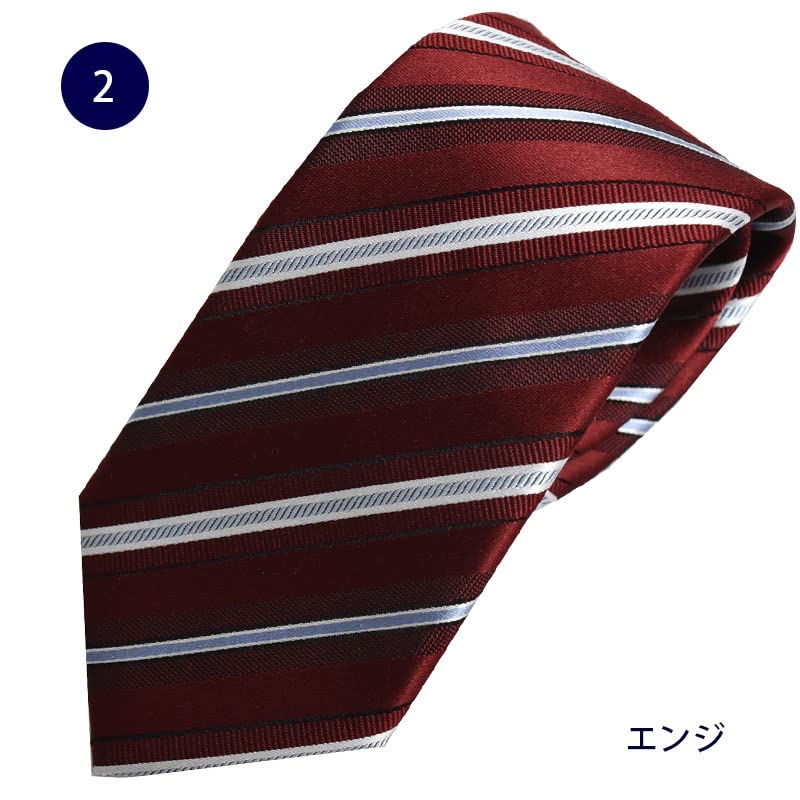 [Michiko London] Necktie, Made in Japan, Striped Silk, Gift Wrapping Included, 0-STYLE.cravat (free, [02] Burgundy)