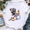Watercolor Pug Dog Animal Printed T Shirt Unisexs Clothing Funny White Tshirt Femme Summer Tops Short Sleeve Tshirt Female