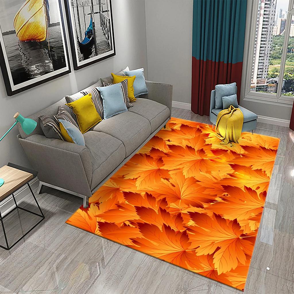 3D Colorful Leaves Carpet for Bathroom Entrance Door Anti-slip Floor Mat Kitchen Rug Mat for Living Room Bedroom Decor Area Mats