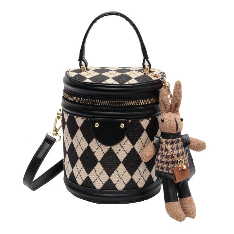 Today's popular small bags for women's spring new fashion niche messenger bags, textured rhombus portable bucket bags