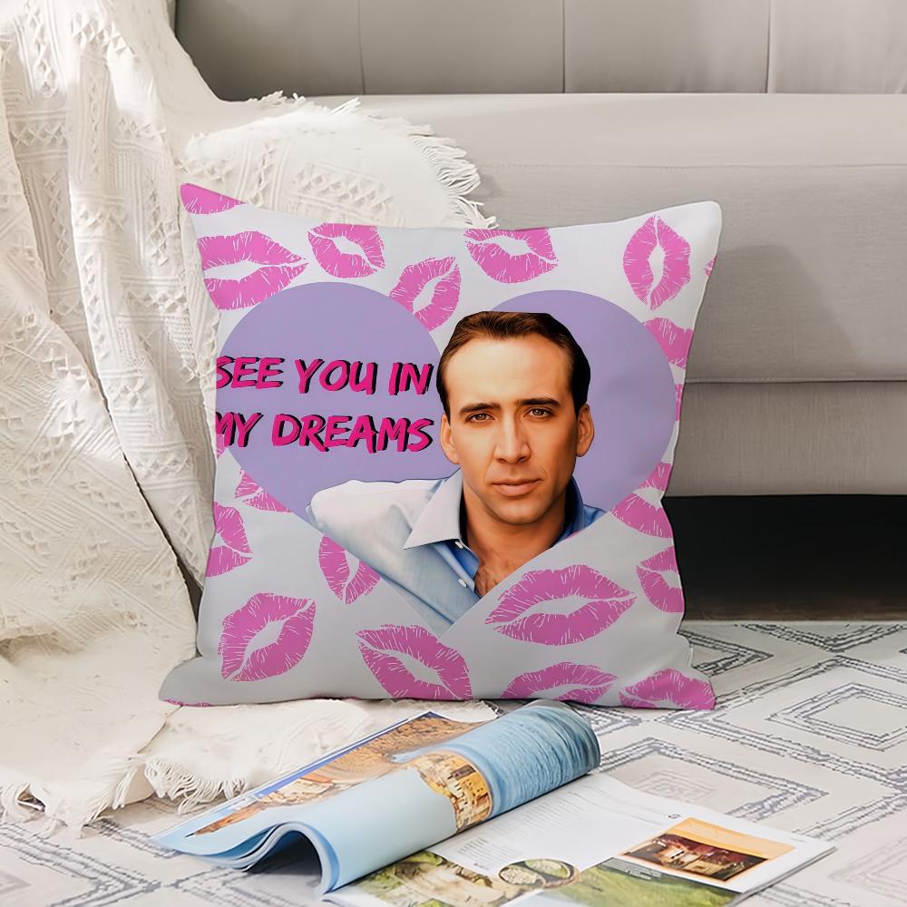 Funny Emoticons N-Nicolas C-Cage Pillow Case Office Cushions Suitable For Sofa Car Bedroom Decorative Cushion Cover