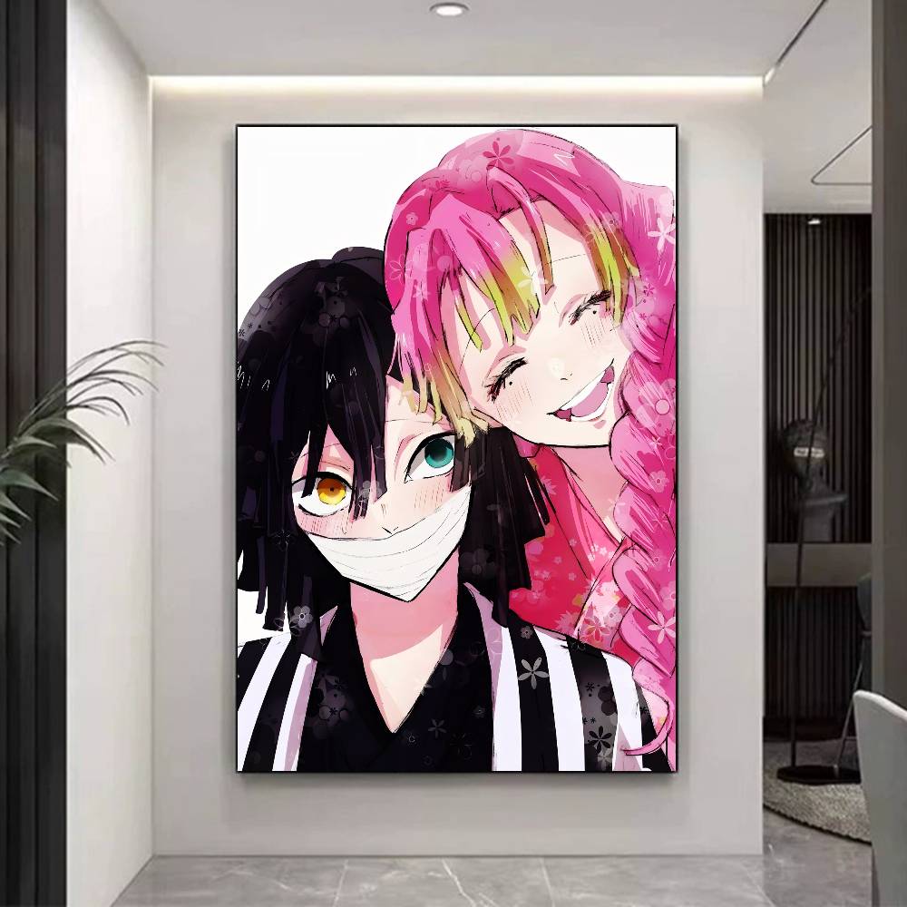 Anime Romance M-Mitsuri And O-Obanai Whitepaper Poster Waterproof Paper Sticker Coffee House Bar Aesthetic Art Wall Painting