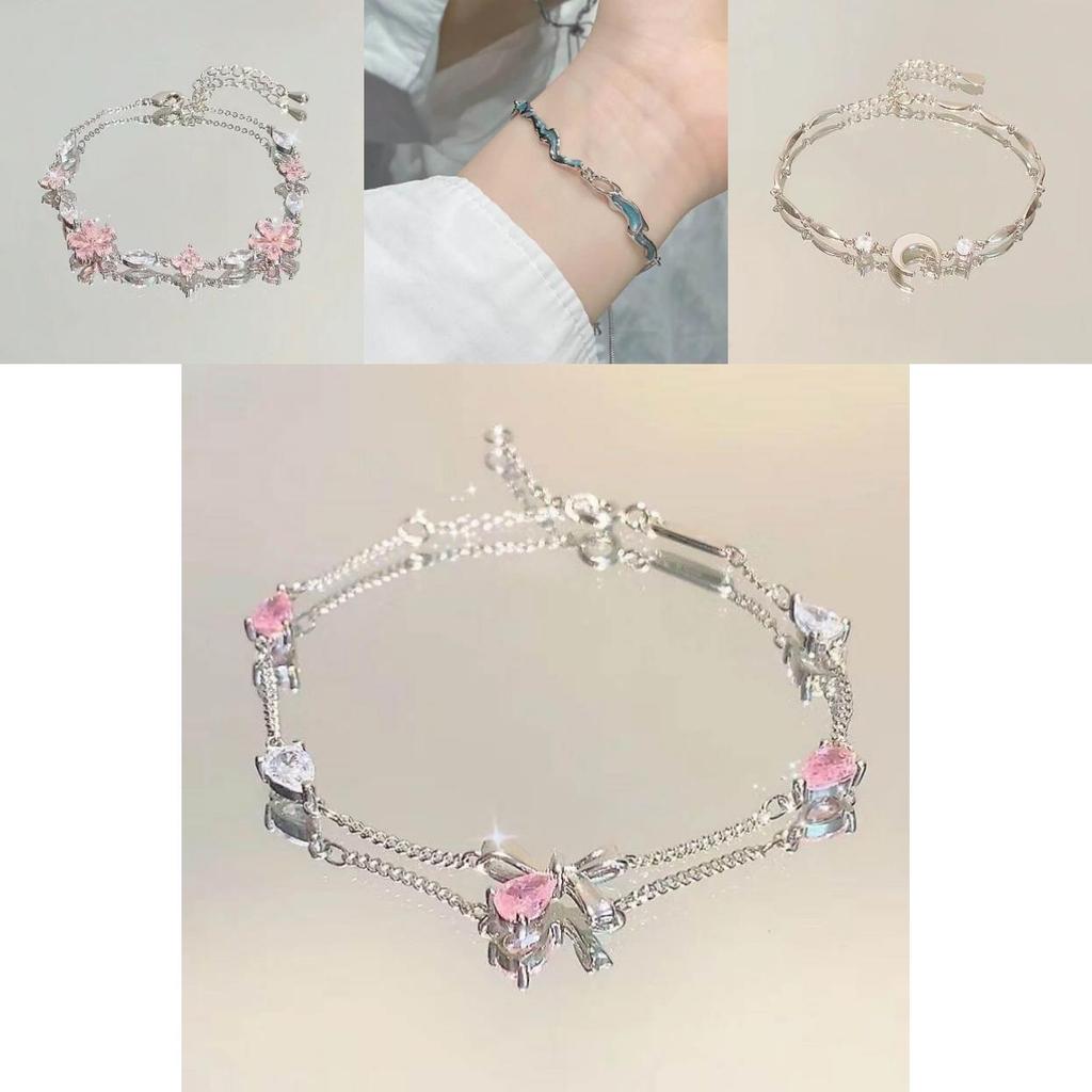Fashion Floral Alloy Bracelets With Moon Charm For Women And Men