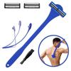 2 In 1 Back Scrubber and Manual Razors for Men with Three Layer Blades and Comfortable Grip for Efficient Grooming  Blue