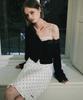 Nigaennikol Dot Ruffle Midi Skirt_Ivory