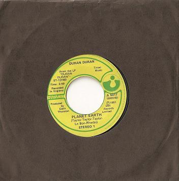 

7inch Record DURAN DURAN Planet Earth A5017 Harvest 1981 Canada Rock Used