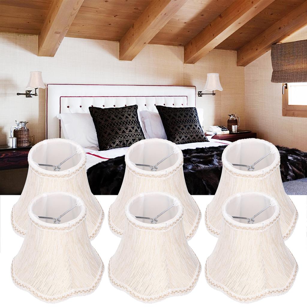 6 Stück Lampenschirm im europäischen Stil Stoff Lampenschirm Kronleuchter Wandleuchte Stoffbezug für Beleuchtung