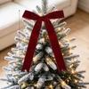 Velvet Ribbon Christmas Bow Pendant for Tree & Party Decorations
