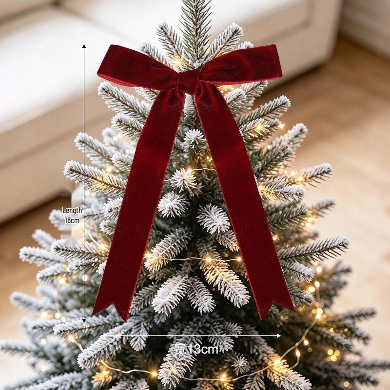 Velvet Ribbon Christmas Bow Pendant for Tree & Party Decorations