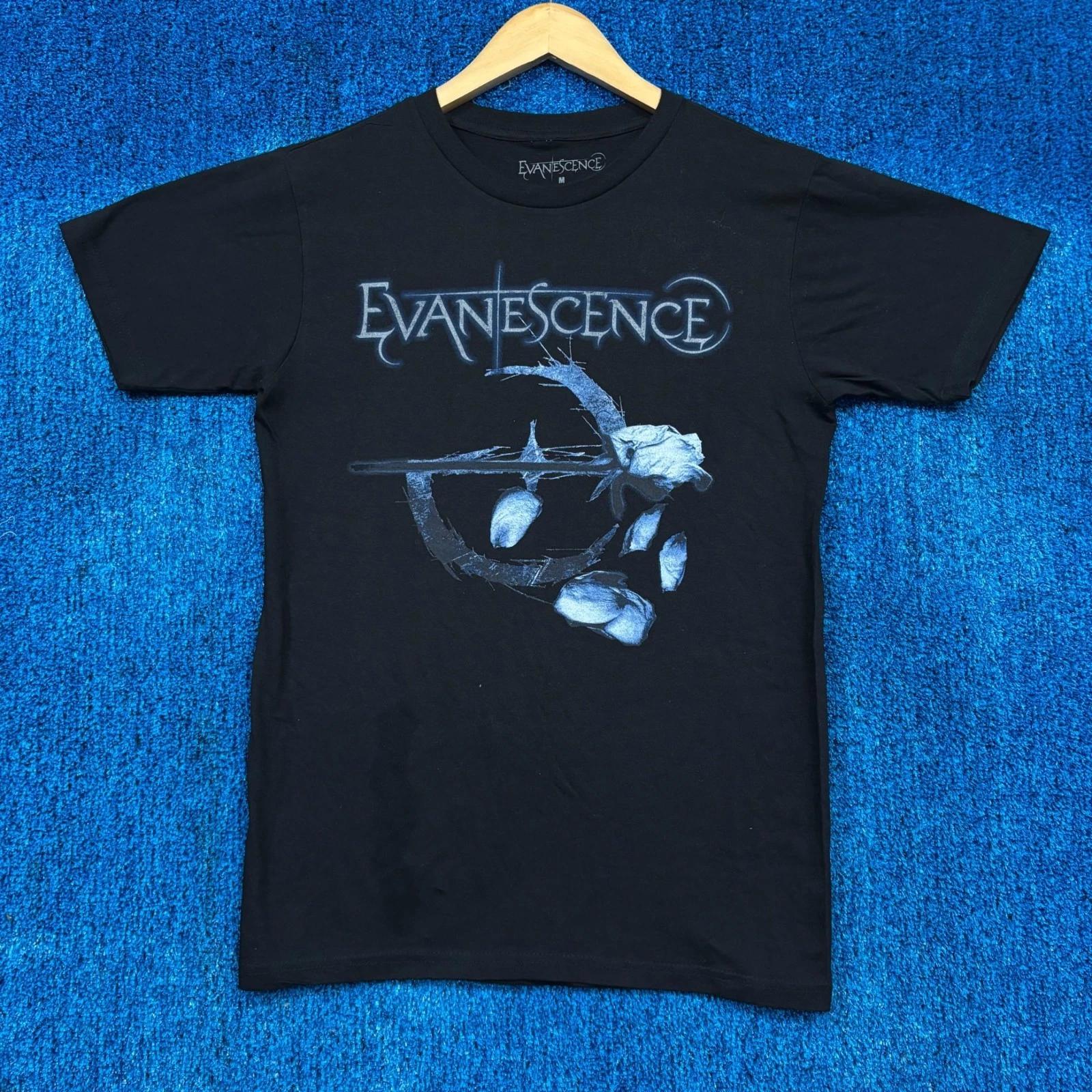 Evanescence Logo Falling Rose Petals Goth Metal Band Tee M S