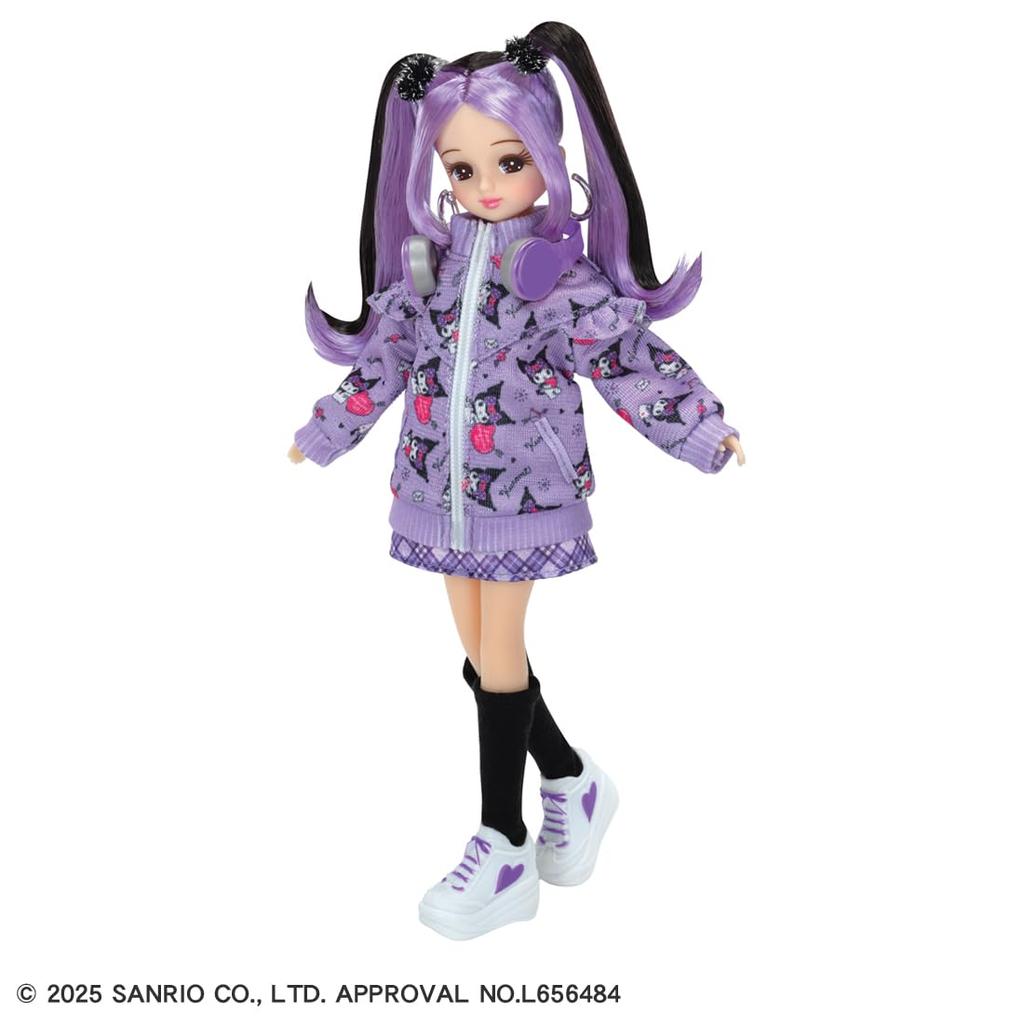 TAKARA TOMY Cooles DX Casual Lila Kleid Rollenspielzeug für Kinder ab 3 Jahren Licca-chan Puppe, Kuromirika-chan & Set, Anziehen