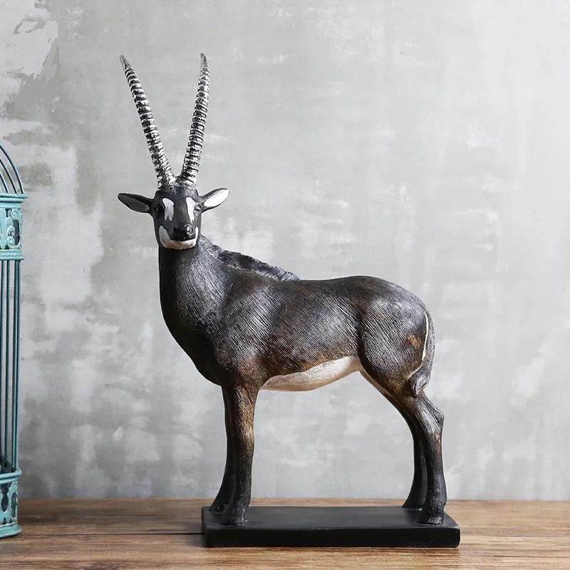 Handmade Antelope Sculpture Resin Gazelle Statue Herbivore Animal Home Wildlife Decoration Craft Ornament Grassland Furnishing