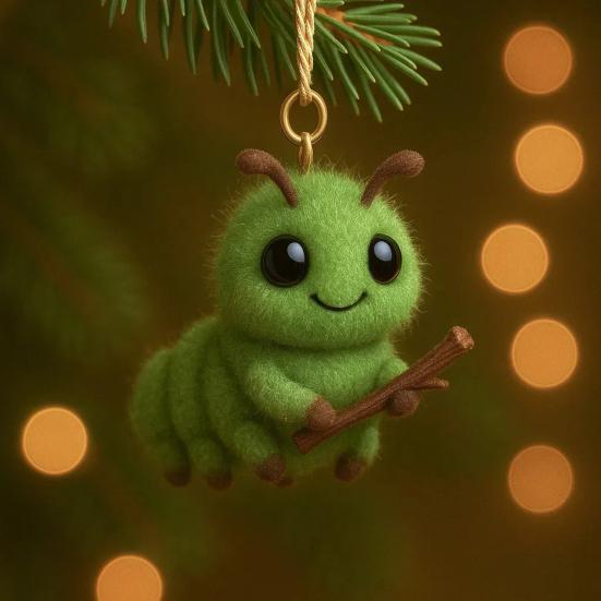Insect Christmas Ornament 2D Acrylic Spider/Bee/Ladybug/Caterpillar Christmas Tree Ornament for Nature Lovers