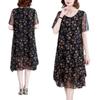 Middle-aged mother mesh dress summer new large-size women's clothing medium and long loose belly covering and thin skirt