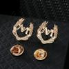 1 Pair Retro Collar Brooches Tree Leaf Wolf Rhinestone Fashion Lapel Pin For Men Women Shirts Suits Clothes Decor Jewelry Gift