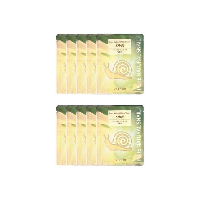The Saem - Pure Natural Mask Sheet Snail Bundle Set 20ml x 10 Sheets