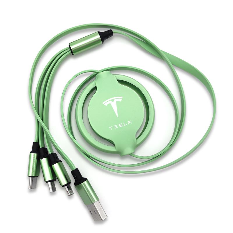 Car Mounted Telescopic Three in One Mobile Phone Charger Car Accessories For Tesla Model 3 Model X S Model Y Decals TM3 TMX TMS