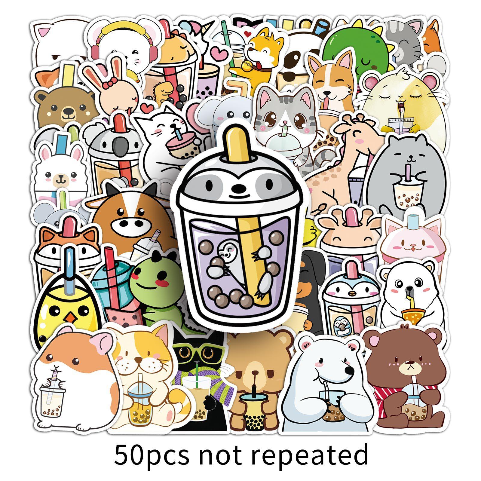 

50 Cute Personalized Pet Milk Tea Guka Decorative Suitcase Refrigerator Scooter Car Guitar Creative Stickers