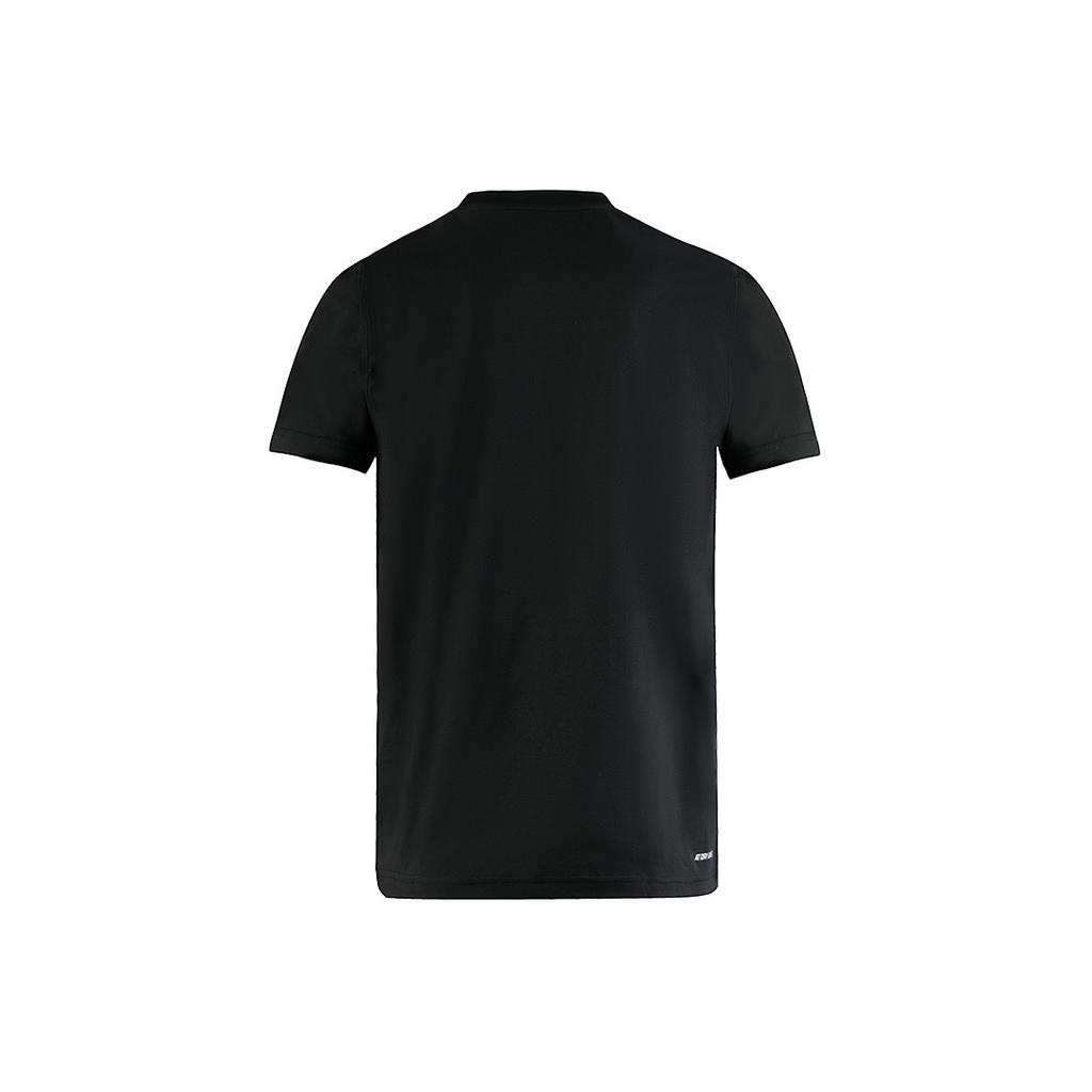 Li-Ning China Bordado Transpirable Deportivo Cuello Redondo Manga Corta Camiseta Hombre Tops Negro AHSR761-3