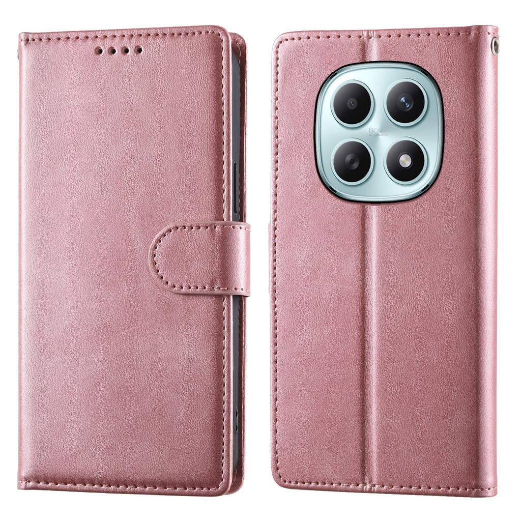 For Xiaomi Poco M8 5G/Redmi Note 15 5G (Global) Case Stand Wallet Calf Texture PU Leather Flip Phone Cover with Wrist Strap