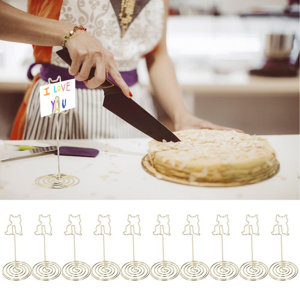 10Pcs Electroplating Metal Cat Photo Table Clip Gold Desktop Message Clip  Home Decorations