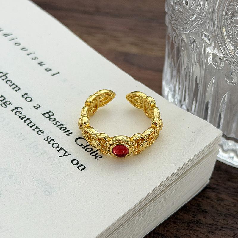 Стиль Гочао Эмаль Капающее масло Придворная тыква Благоприятное облако Открытое кольцо Ретро Личность Нишевая личность Высококлассное женское Adjustable opening