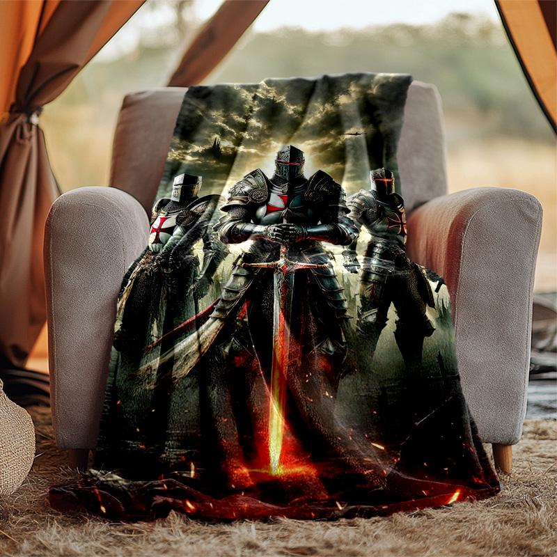 Kreuzritter Ritter Flanell Decke Weich Warm Ganzjahres Überwurf, Design für Camping, Autoreise, Wandern Sofa, Bett, Büro Perfektes Geschenk für Partys