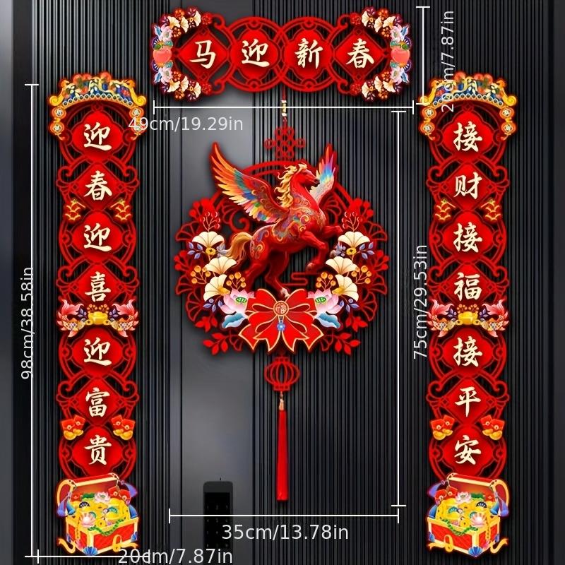 

4pcs Chinese Spring Festival Couplets 2026 Year of The Horse Wall Stickers New Year Door Window Stickers Couplet Home Decor Gift