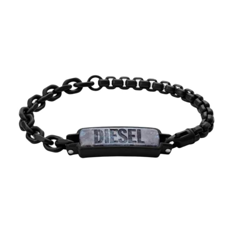 Diesel Brand Letter Logo Minimalist Design Bracelet Unisex bracelet Black DSE-1201 F,Black