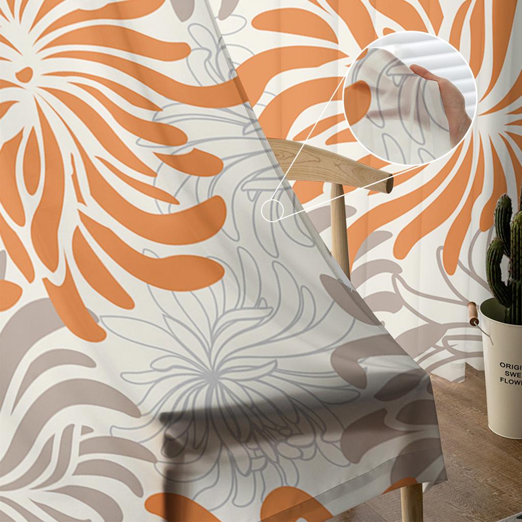 Perdele din tul floral retro cu textura de crizantema gri Perdele pentru usa de bucatarie din sifon perdele din voal transparent pentru sufragerie dormitor