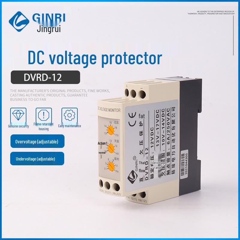 GINRI DVRD-DC Voltage Protector Relay for 12/24/36/48V - Over/Under Voltage Protection.