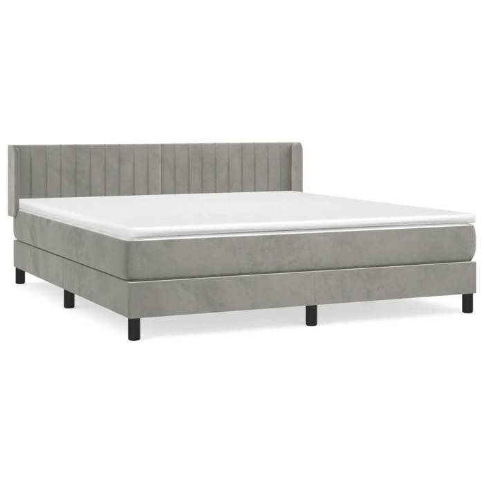 Maison Exclusive - Sommier à lattes de lit et matelas Gris clair 160x200cm Velours