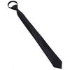 Plain Black Satin 5cm Ultra-Narrow Korean Style Men's Tie with Easy-Pull Zipper for Formal Wear.