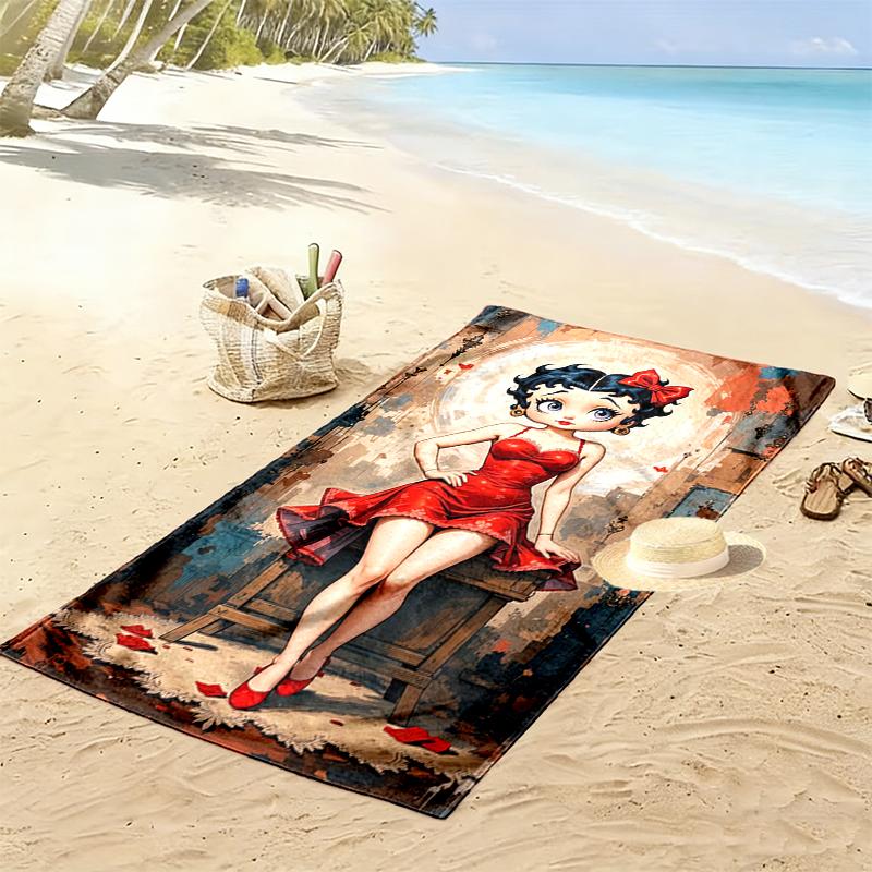 1pc Betty Boop Beach Towel, Multi-functional Beach Towel for Outdoor Activities Beach Swimming and Travel